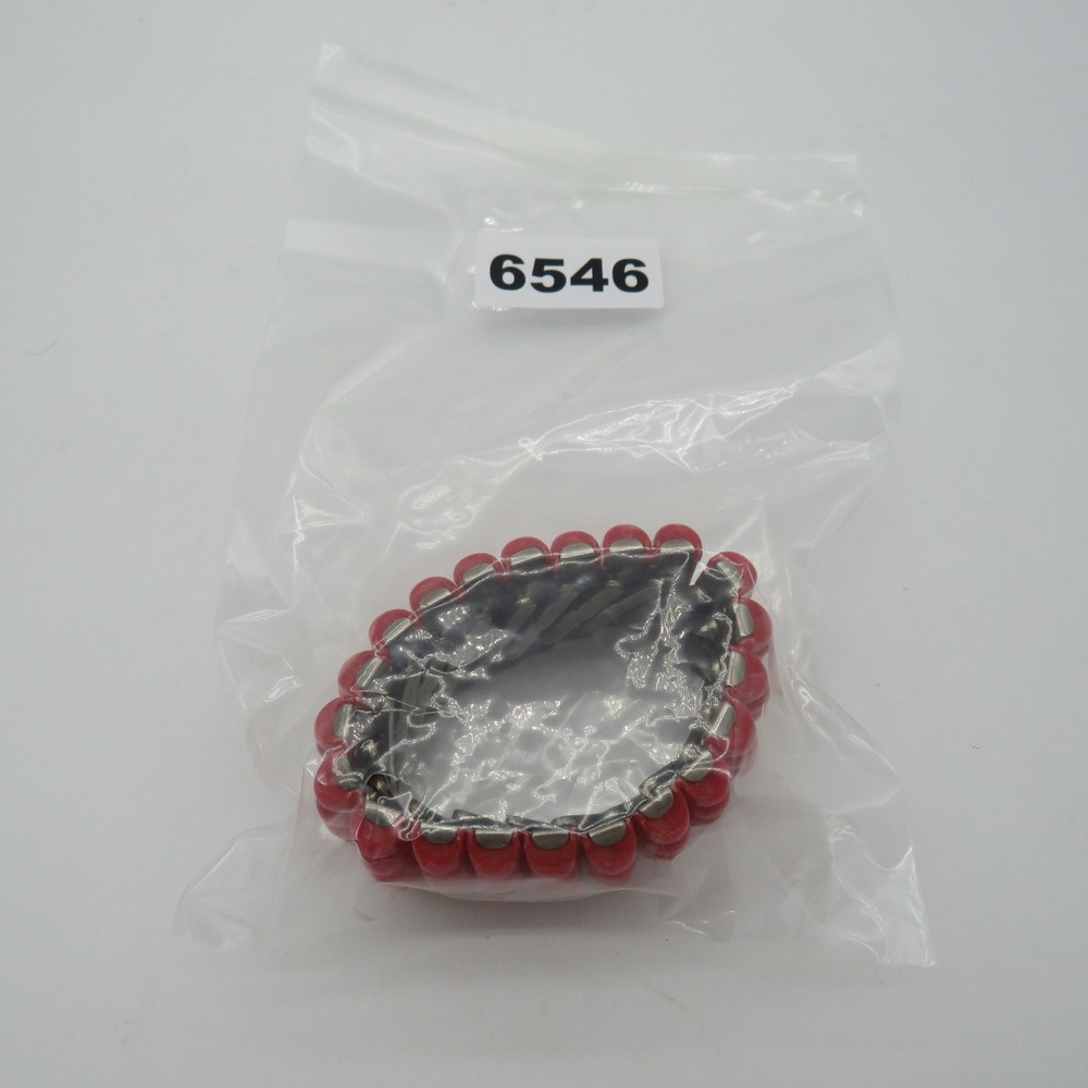 Vintage Leru Red Chunky Beaded Stretch Cuff Bracelet Statement Expansion Band‎
